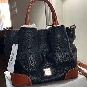 Dooney & Bourke Black and Tan Tote Brenna